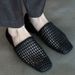 New French Woven Hollowed Out Single Shoe For Women's Fashion, Leather Soft Sole, Loafers, Roman Sandals, Bean Shoes_vogvips.com