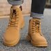 Men's British Style Chunky Sole Martin Boots - Anti-Slip Retro Work Boots, Trendy Hiking Boots With Mid-Calf Height_vogvips.com