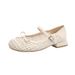 Women's Chunky Heel 2025 Summer New Style Woven Hollow Bow Strap Fashionable Flat Shallow Mary Jane Shoes_vogvips.com
