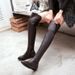 Autumn Winter Fat MM Round Toe Oversized Over-the-Knee Thick Heel Flat Bottom Knight Boots Women's Fashion Versatile_vogvips.com