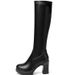 Shoes Round Head Waterproof Platform High Heel Simple Long Boots Thin Long Knight Boots_vogvips.com