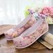Bow Hanfu Woven Brocade, Pomegranate Flower Jacquard, Raised Toe Shoes, Ancient Style Women's Singles Shoes_vogvips.com