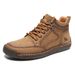 Plus Size Men's Leather Boots, Fashion Stitching Shoes For Men, Flat Lace-Up Martin Boots, Outdoor High-Top Shoes 1320_vogvips.com
