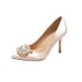 Women's Pointed Toe Stiletto Heel Wedding Shoes New Style Rhinestone White Bridesmaid Dress Shoes Plus Size 42 43_vogvips.com