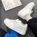 Foreign Trade Wholesale Sneakers 2023 Spring And Autumn New Thick-Soled Pure White Round-Toe Board Student Lace-Up_vogvips.com