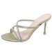 2026 New Style High Mid Heel Shoes Round Toe European And American Slippers One-Line Rhinestone Sandals For Women Summer_vogvips.com