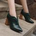 Spring Women's Wood Grain High Heels Shoes, Pointed Toe Slip-On Comfortable Pumps, Plus Size 32-50, Durable Daily Wear_vogvips.com