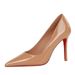 8351 European And American Style Fashion Simple Stiletto Heel Glossy Patent Leather Shallow Mouth Pointed Toe Women's_vogvips.com