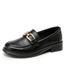 Women's Loafers 2024 New Style Versatile Low Heel Slip-On Black Sole Work Shoes Soft Leather_vogvips.com