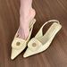 Low Heel Baotou Sandals Women 2024 Spring/Summer New Pointed Metal Camellia Single For Slimming Soft Leather Shallow_vogvips.com