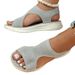 2025 Foreign Trade Summer Women's Sandals, Cross-Border Plus Size Breathable Fly-Knit Mesh Peep-Toe Thick-Soled Sandals_vogvips.com