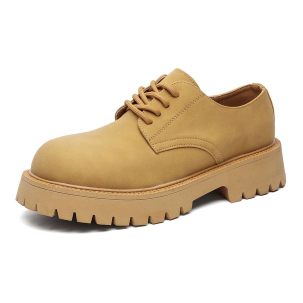 Buffny Men's Derby Shoes - Breathable Formal Business Oxford With Thick Sole & Height Increase - Brown Leather Shoes For Wedding, Office_vogvips.com