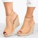 plus-size Thick-soled Wedge Heel Peep-toe Sandals, Women's One-strap Buckle Suede Fashion_vogvips.com