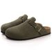 Asgard Women's Suede Clogs Leather Mules Cork Footbed Sandals Arch Support Aldult Four Seasons Adjustable Buckle Potato_vogvips.com