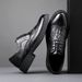 Euro Step Brogue Men's Carved Spring New Thick-Soled Business Formal Wedding British Style Crocodile Pattern Leather Shoes For Men_vogvips.com