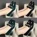 Shiny Sole New Casual Korean Style Personality Green Patent Women's Single Thick Heel Large Size Soft Leather Non-Slip_vogvips.com