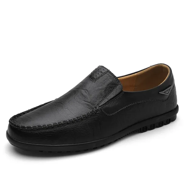 Genuine Leather Men Casual Luxury Brand Mens Loafers Moccasins Breathable Slip On Black Driving Shoes Plus Size 37-47_vogvips.com