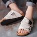 Men's Casual Summer Sandals With Round Toe Low-Cut Breathable Mesh Fabric Lightweight Comfortable Beach Slides For Outdoor Walking_vogvips.com
