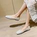 Pointed Single Shoes Women's Flat Bottom Shallow Mouth One Pedal Doudou Shoes Soft Sole Rhinestone Ladyshoes Women_vogvips.com