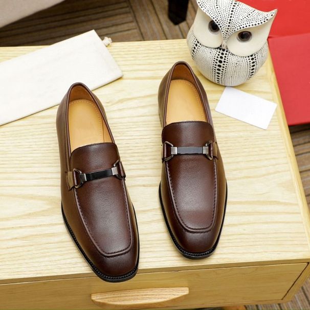 Spring New Genuine Leather Casual High-end Business Breathable Loafers Men's Slip-on Wedding Groom Shoes_vogvips.com
