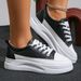 Women White Sneakers Autumn Lace Up Thick Bottom Casual Flats Anti-slip Outdoor Walking Sports Board Shoes Sapatos_vogvips.com
