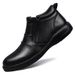 Casual High-mouth Men's Tide Zhongbang Casual Leather Shoes Solid Color Sleeve Leather Splicing Short_vogvips.com