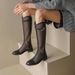 Long Tube Sandals For Women 2025 Summer New Versatile Fashion Breathable Square Heel Martin Over-the-Knee Mesh Boots_vogvips.com