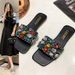 Cross-Border Oversized Colorful Gemstone Casual Flat 2025 Summer Outdoor Fashion Beach Sandals For Women_vogvips.com