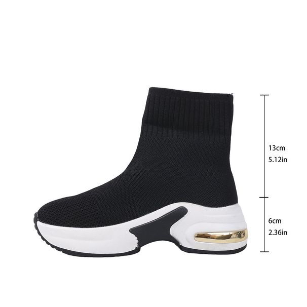 Women's Autumn Flyknit Casual Sock Boots Breathable Thick Sole Platform Slip-On Elastic Ankle Boots Plus Size Sports Style_vogvips.com