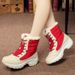 Women's Shoes Winter Snow Boots With Faux Fur Lining, Waterproof Slip-Resistant Casual Shoes, Round Toe Lace-Up Mid Heel Booties For Daily Wear_vogvips.com