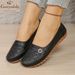 Women's Slippers Flat Shoes, Rhinestone Flower Decorated Artificial Leather Mocasin, Sewn Embroidery Comfortable Anti Slip Walking Flat Shoes_vogvips.com