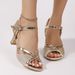 Sequin High-heeled Shoes For Women, Cross-border 2025 Summer New Style, Large Size, Chunky Heel, European And American_vogvips.com