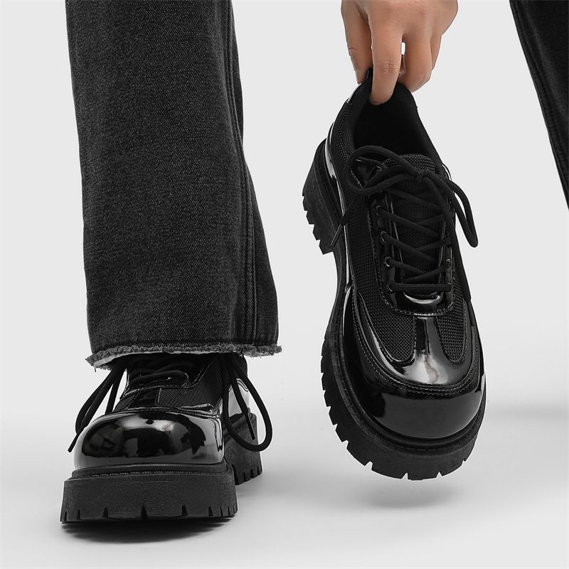Suitable For All Seasons 2025 New Spring British Style Casual Low-top Martin Boots Men's Leather Thick-soled Black Derby Trendy Shoes_vogvips.com