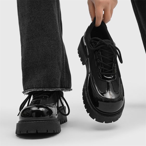 Suitable For All Seasons 2025 New Spring British Style Casual Low-top Martin Boots Men's Leather Thick-soled Black Derby Trendy Shoes_vogvips.com