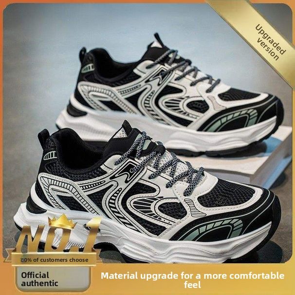 Men's Breathable Mesh Sneakers Fashion Thick Sole Casual Dad Shoes Trendy Lightweight Comfortable Lace Up Walking Running Athletic Shoes_vogvips.com