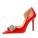 638-H20 Korean Style Banquet High Heels Stiletto Shallow Pointed Toe Side Hollow Patent Leather Rhinestone Bowknot_vogvips.com