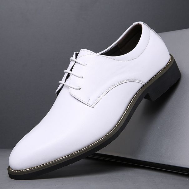 TerraStride 2025 New Business Casual Leather Men's Lace-up Wedding Youth Dating White Groomsmen Speech Shoes_vogvips.com