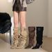 919-35 Women's Slim-Fit Thin Heels, High-Tall Slimming Long With Belt Buckle, Pointed Toe, Ruched Pleated Boots,_vogvips.com