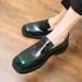 Suitable For All Seasons 2025 New Large Size Square Loafers For Men Patent Leather Glossy Height Increasing British Casual Hairstylist Big Toe_vogvips.com