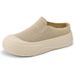 Women's Summer Thick Soled Slippers Breathable Closed Toe Low Cut Solid Color Height Increasing Simple Soft Sole Half Slippers_vogvips.com