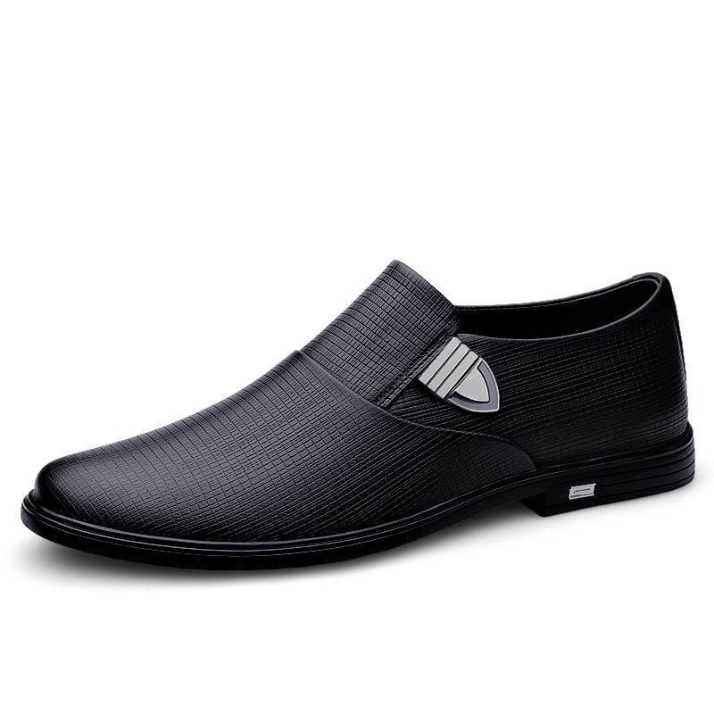 Men's Shoes Foot Cover Dress Leather Shoes Men's Leather Round Head Shallow Mouth Casual Leather Shoes_vogvips.com