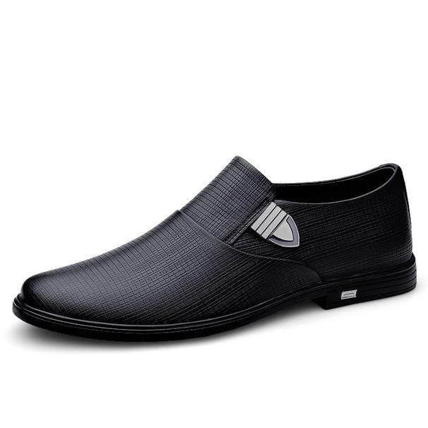 Men's Shoes Foot Cover Dress Leather Shoes Men's Leather Round Head Shallow Mouth Casual Leather Shoes_vogvips.com