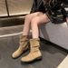 Brown Western Cowboy For Women 2024 Autumn Winter New Niche Design Pleated Short Martin Boots_vogvips.com