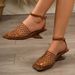European And American Style Woven Hollow Wedge Women, New Summer Large Size Square Toe Fishnet High-heeled Sandals For_vogvips.com