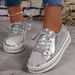 WHSI New Plus Size Women's Internet Famous Rhinestone White Shoes, Versatile Thick Soled Sponge Cake Loafers,_vogvips.com