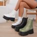 New Oversized Thick Soled Leather For Women, British Style Square Toe Martin Boots, Height Increasing Sponge Sole Short_vogvips.com