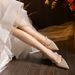 Bow High C735-1 Champagne Heels New Adult Ceremony French Style Chunky Heel Pointed Toe Evening Shoes Size 32- 32-_vogvips.com