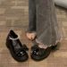 Small Leather For Women, Thick Sole Height Increase, 2023 Spring Bowknot Shallow Mouth Single, One-Strap Mary Jane_vogvips.com