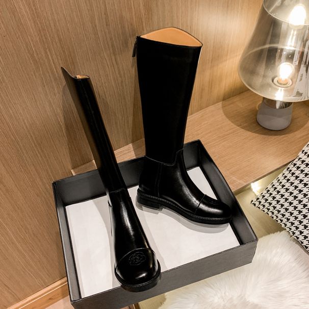 Internet Celebrity Knight 2025 New British Style Over-the-Knee Long Leather High Tube Autumn Mid Women's Single Boots_vogvips.com