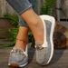 flat Round-toe Shoes, Spring New Model, And , Large Size, Chain Belt_vogvips.com